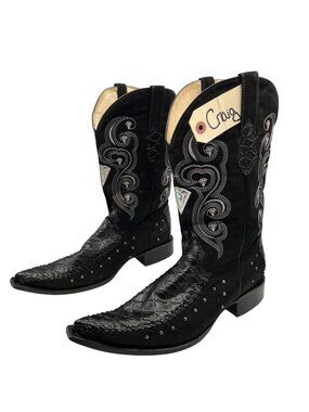 White Diamond Cowboy Boots Sz 10 Black Hollywood Prop Haus tag Craig Wardrobe